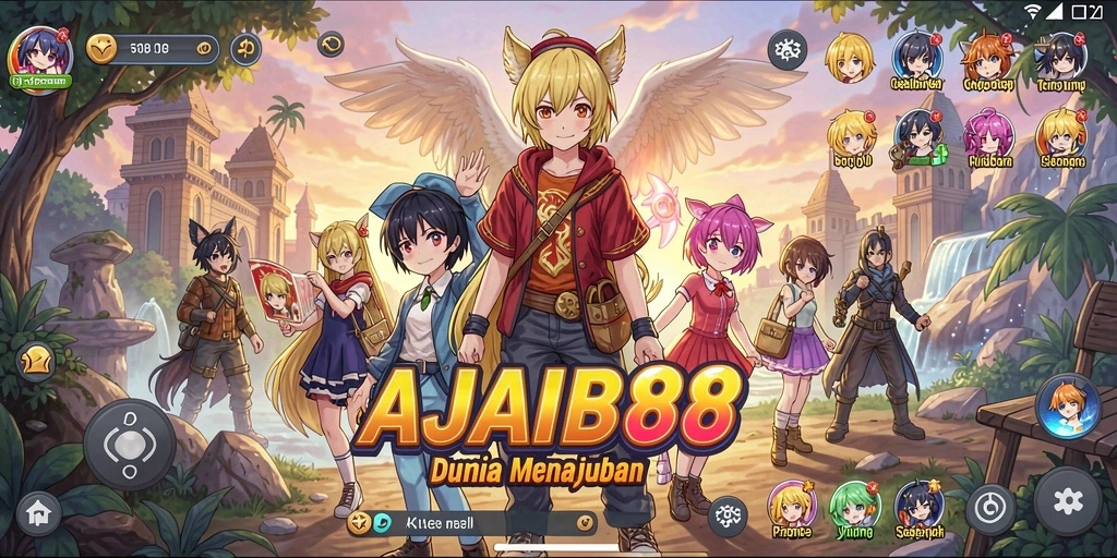 Tampilan utama gameplay AJAIB88 dengan karakter anime yang menawan.