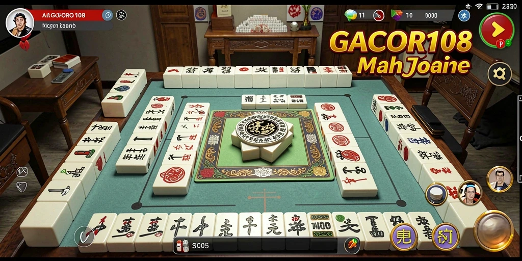 Tampilan seru gameplay GACOR108 dalam permainan Mahjong.