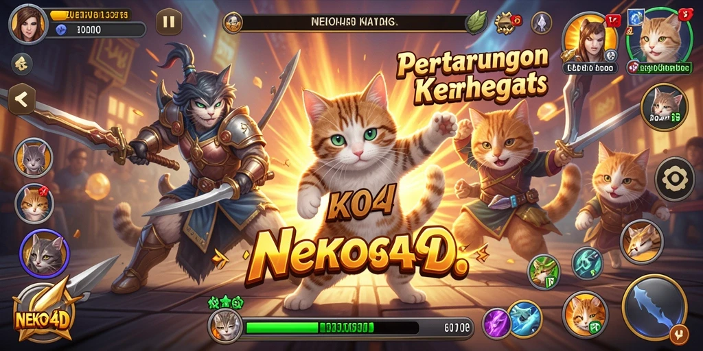 Gameplay Fighting yang seru dengan kucing tempur unik.