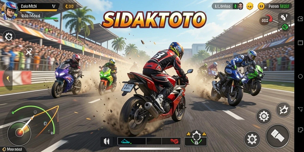 Gameplay seru dalam balapan motor dengan grafis menakjubkan.