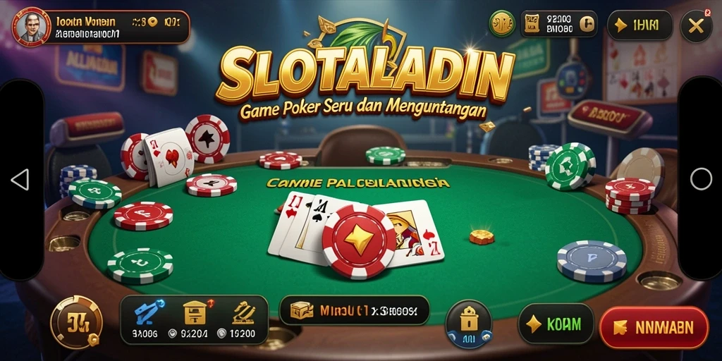 Gameplay menarik dari aplikasi SLOTALADIN menunjukkan aksi Poker yang mendebarkan.