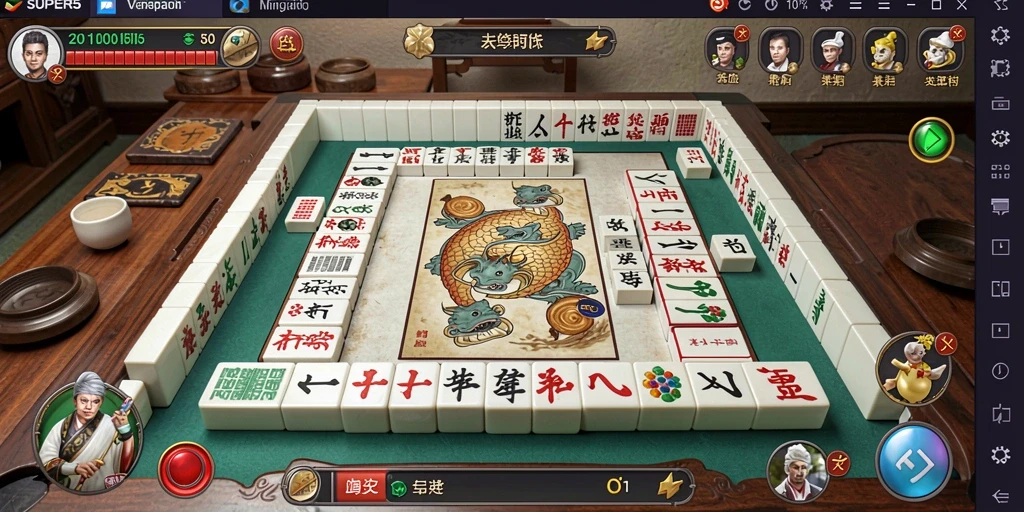 Screenshot SUPER5 menampilkan aksi gameplay Mahjong yang menarik.